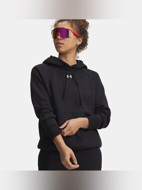 NWT Under Armour Womens Rival Fleece Black Hoodie Size Large